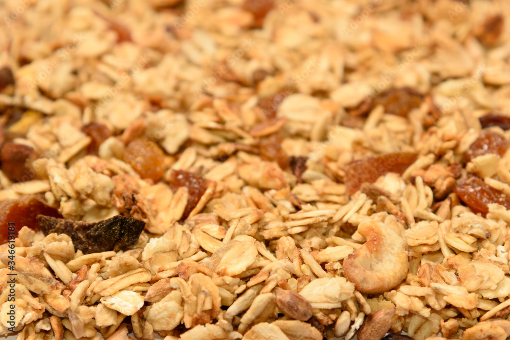 Muesli, cereals, fast, healthy dry breakfast with cereals, nuts and dried fruits Muesli, cereals, fast, healthy dry breakfast with cereals, nuts and dried fruits