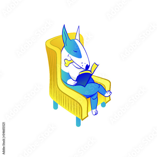 funny bull, sticker, at home, dog, bullterrier