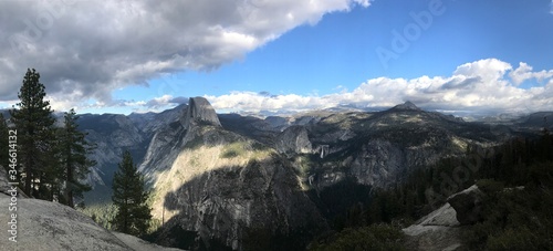 Beautiful amazing view of Half Dome Panorama Yosemite National Park California