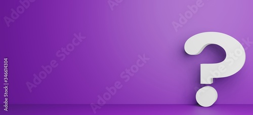 Business Concept 3D rendering. Question mark in front of a purple background.