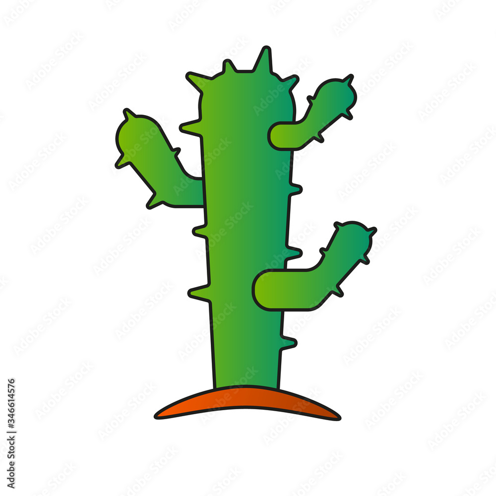 Green prickly cactus on a white background. Isolated. Logo Green prickly cactus on a white background. Isolated. Logo