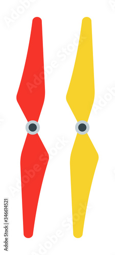Two propellers on a quadcopter Drone vector icon flat.