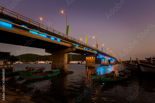 Night cityscape of Ha Tien photo