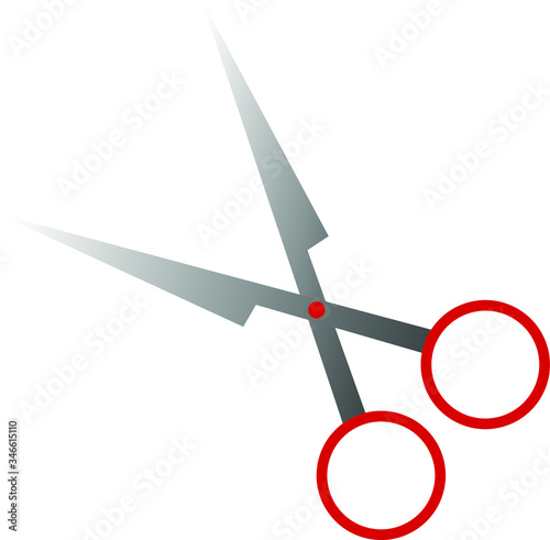 Scissors with red handles vector illustration