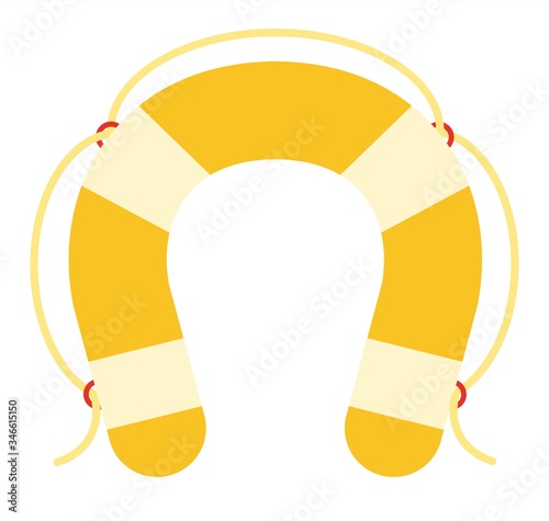 Yellow lifebuoy Boat Safety Kit vector icon flat isolated.