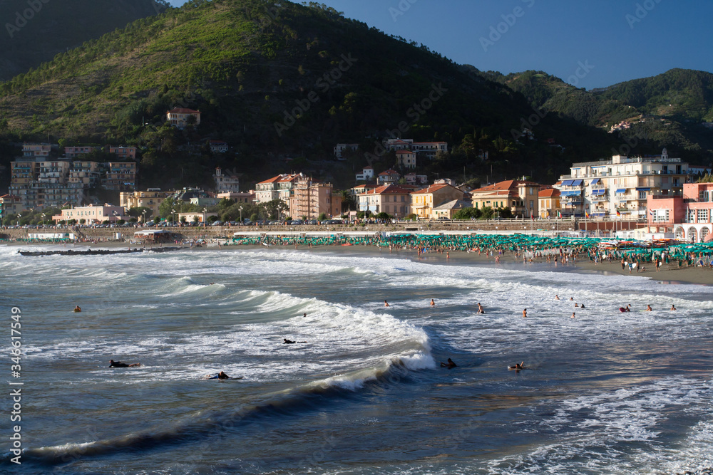 Plaża w Levanto, Liguria, Włochy