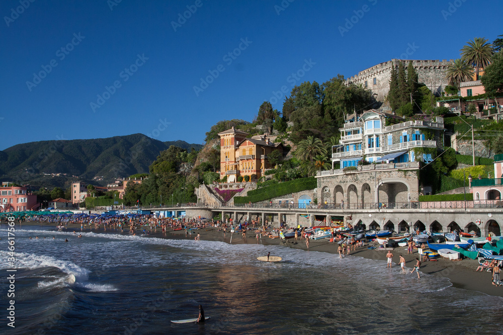 Plaża w Levanto, Liguria, Włochy