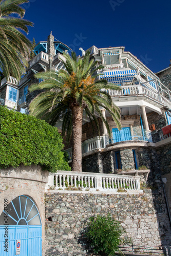 Obraz na płótnie Architektura nadmorska w Levanto, Liguria, Włochy w salonie