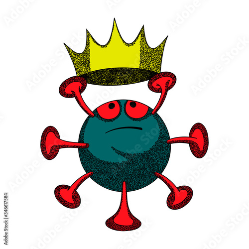 2019-N kov cartoon character on a white background. Vector illustration with the name coronavirus .