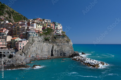 Obraz na płótnie Manarola, domy na skale - Cinque Terre, Liguria, Włochy w salonie
