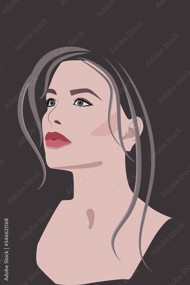 Portrait of young beautiful caucasian woman taupe tone hair highlights, long neck, proud posture Portrait of young beautiful caucasian woman taupe tone hair highlights, long neck, proud posture