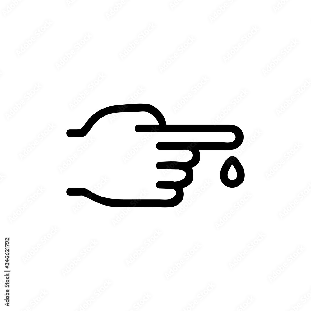 drop of blood from finger icon vector. drop of blood from finger sign. isolated contour symbol illustration