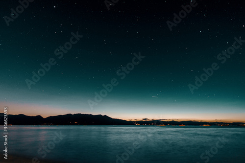 landscape at Lake Tahoe at night