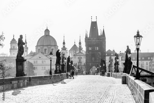 Canvas Print Morning on Charles Bridge, Czech: Karluv most