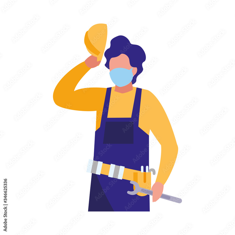 industrial worker man working with face mask industrial worker man working with face mask