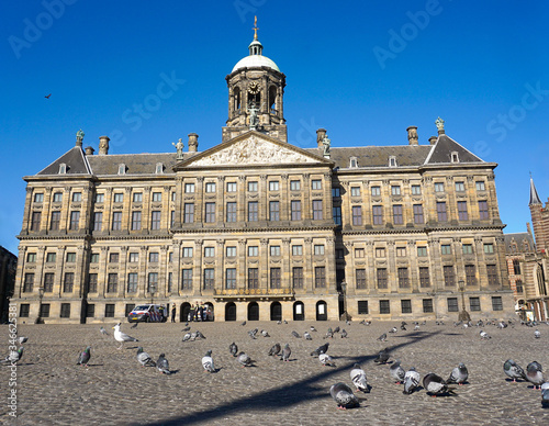 Empty Dam Square in Amsterdam