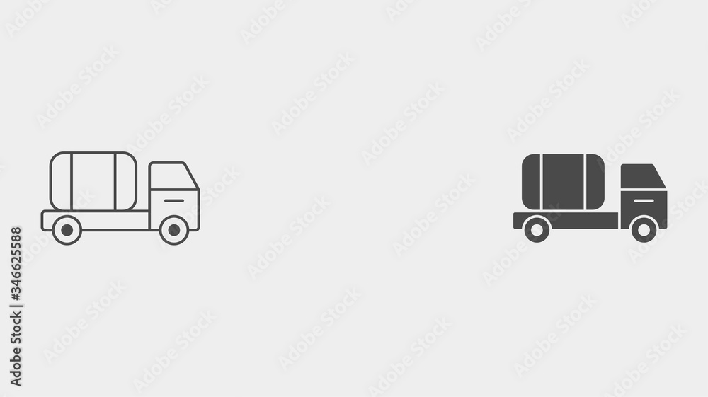 Truck outline and filled vector icon sign symbol Truck outline and filled vector icon sign symbol