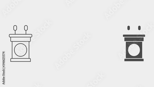Tribune outline and filled vector icon sign symbol