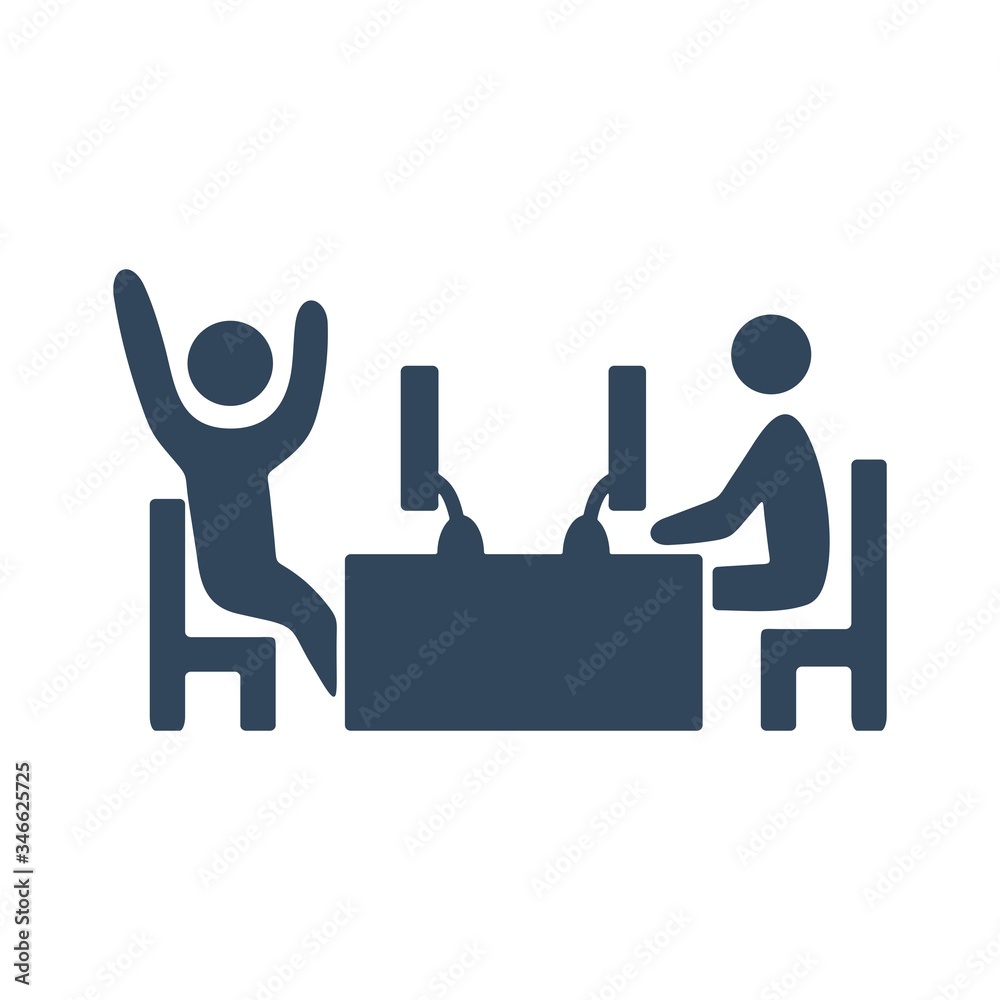Group of people working in office and talking. Flat icon design. Group of people working in office and talking. Flat icon design.