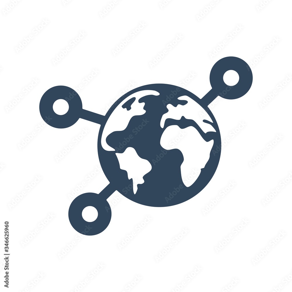 Global social network icon. Connections sign.