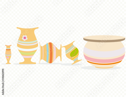 vector illustration of a vase and other earthenware