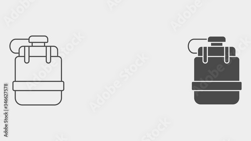 Water canteen outline and filled vector icon sign symbol