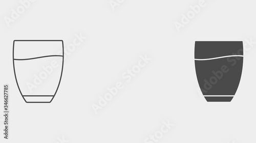 Water glass outline and filled vector icon sign symbol