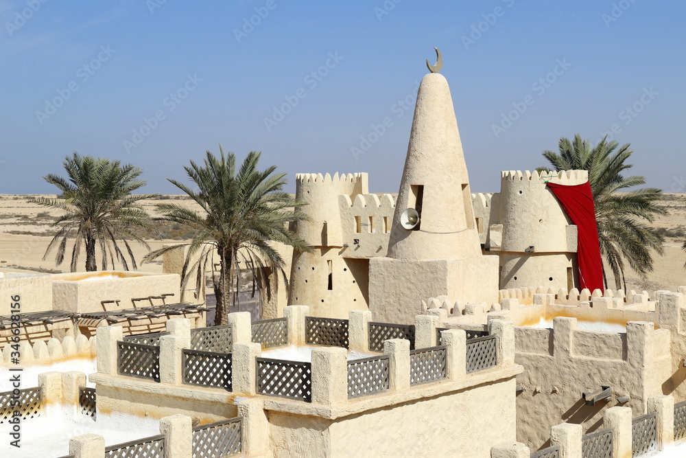 village arabe dans le désert du Qatar