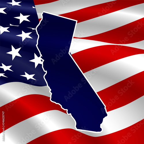 United States, California. Dark blue silhouette of the state