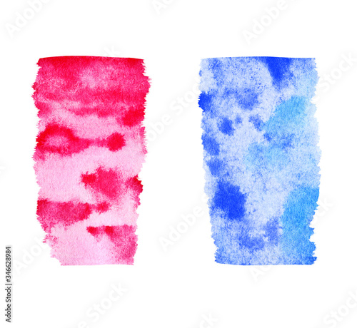Pink and blue watercolor templates, colorful paper textures on the white background. Can be used as a template, for background, design, print and decor element