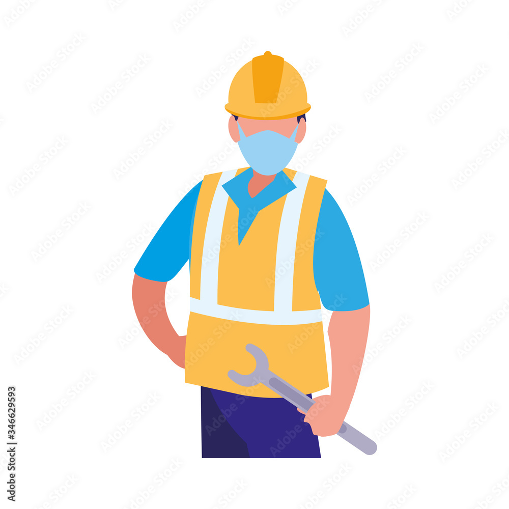 industrial worker man working with face mask industrial worker man working with face mask