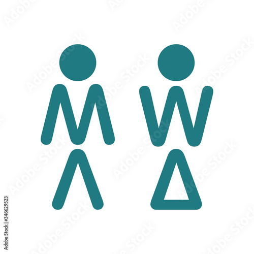 Simple basic sign icon male and female toilet. Man and woman icon thin line for web and mobile, modern minimalistic flat design. Vector turquise icon on white background.