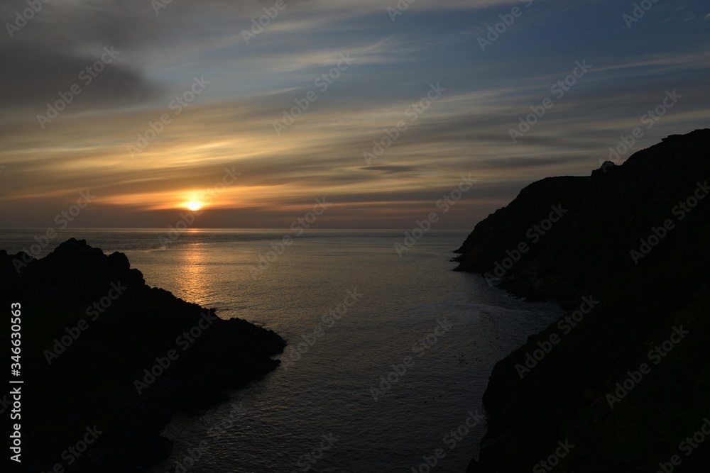 Le Pulec, Jersey, U.K. Calm coastal sunset.