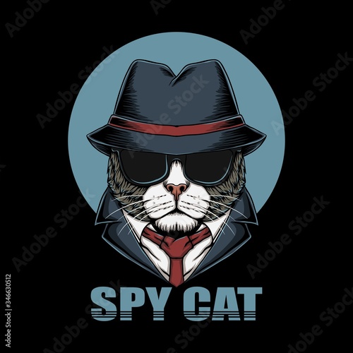 Spy cat head vector illustration