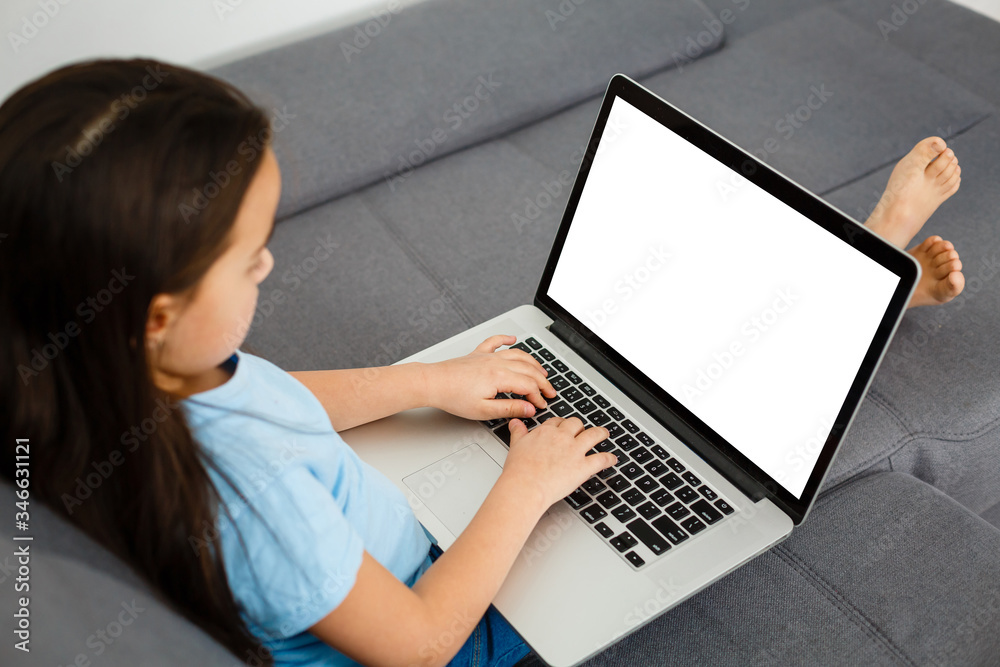 small preschool child with laptop screen blank small preschool child with laptop screen blank