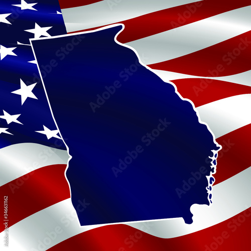 United States, Georgia. Dark blue silhouette of the state