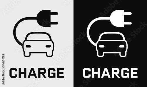 Electric car charge vector icon