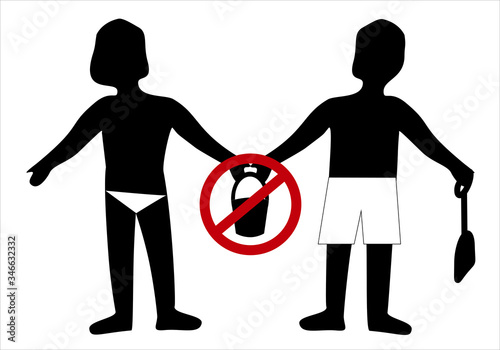 Niños prohibido compartir juguetes en la playa
