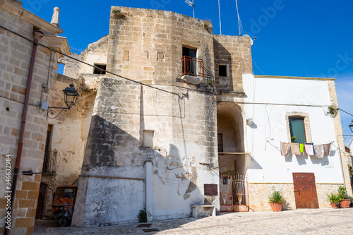 Via Chiesa, Chiesa Street or Church Street sunny view in Laterza, Apulia Region, Province of Taranto