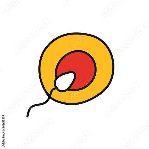 ovum fertilization doodle icon, vector illustration