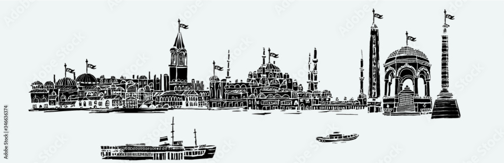 istanbul sketch Print embroidery graphic design vector art