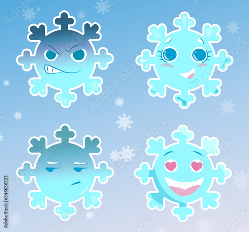 digital illustration  Snowflakes - emotions -3 