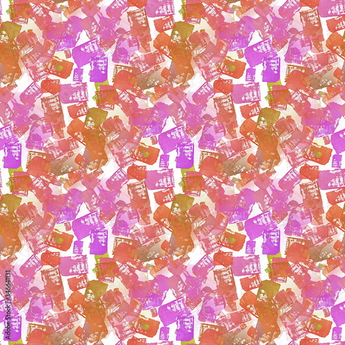 Colorful seamless pattern made of hand drawn watercolor strokes.