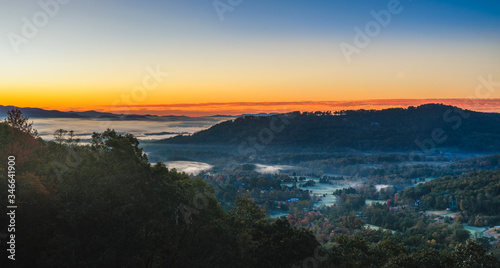 Sunrise on the Blue Ridge Parkway overlooking Asheville North Carolina