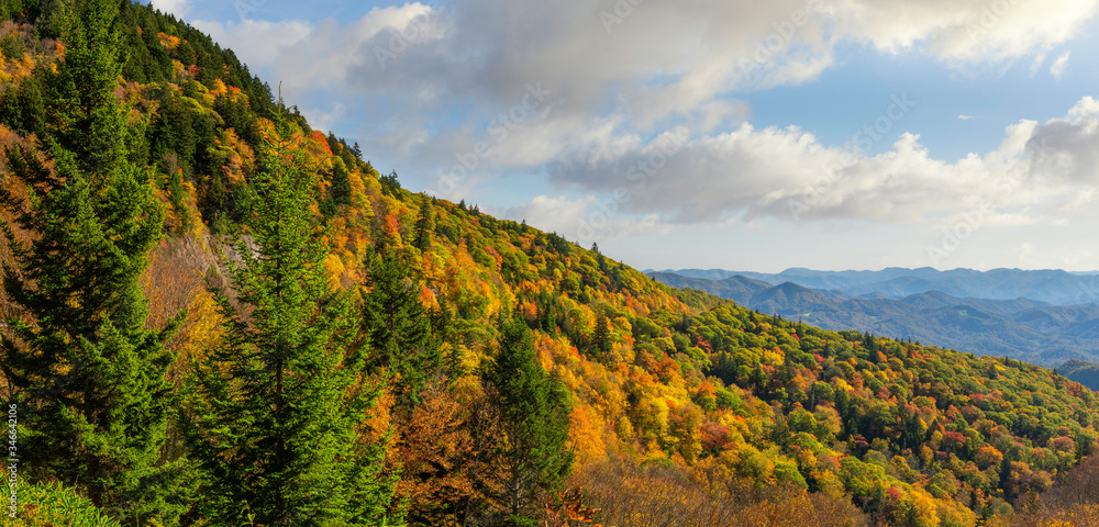 Blue Ridge Parkway overlook in Autumn near Asheville North Carolina