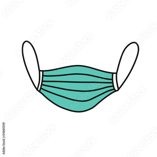 medical mask doodle icon, vector illustration © chernous
