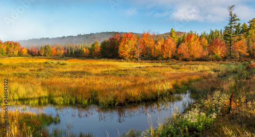 Autumn view near Lake Placid and Saranac Lake in the High Peak Wilderness of the new York Adirondack