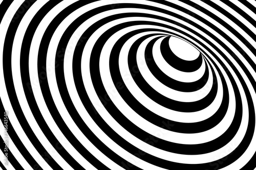 Vector abstract illustration of vortex with lines. Trendy 3d background in op art style, optical illusion.