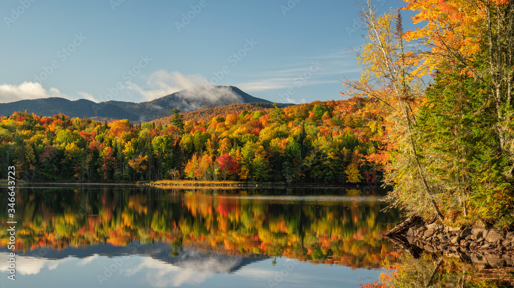 Autumn view near Lake Placid and Saranac Lake in the High Peak Wilderness of the new York Adirondack