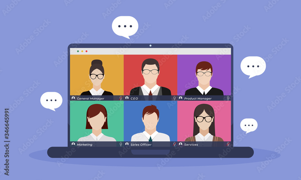 video conference concept illustration. online meeting work form home. Vector flat design illustrate. video conference concept illustration. online meeting work form home. Vector flat design illustrate.